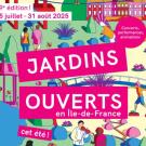 Affiche de l'événement Jardins ouverts, organisé par la Région Île-de-France du 5 juillet au 31 août 2025.