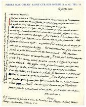 Lettre de Pierre Mac Orlan à André Malraux