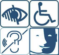 Pictogramme pour les handicaps mental et/ou psychologique, moteur, auditif et visuel
