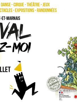 Logo en couleur pour le festival Emmenez-moi, organisé par le Département de Seine-et-Marne du 23 juin au 9 juillet