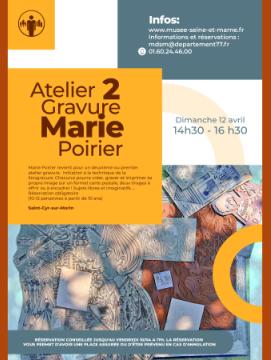 Affiche pour l'atelier de gravure proposé par Marie Poirier