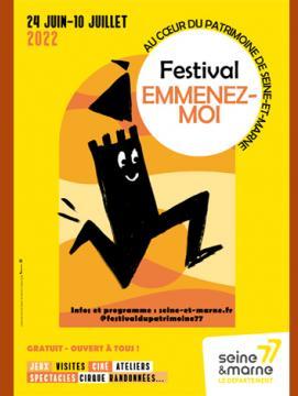 Visuel officiel du festival "Emmenez-moi...", sur fond jaune