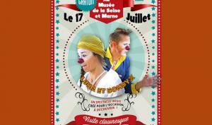 Affiche pour la visite clownesque par Luna et Bombyx au musée de la Seine-et-Marne