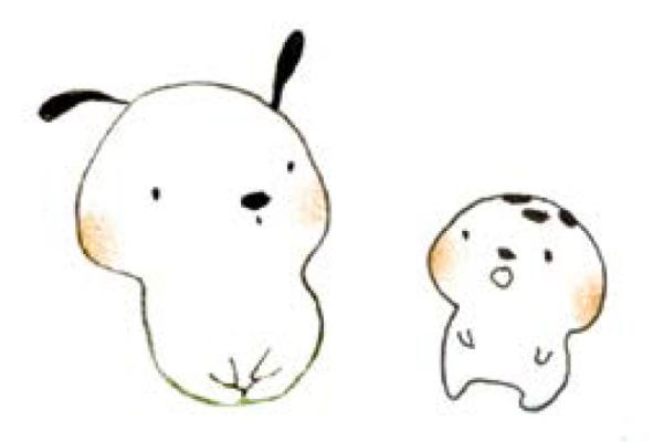 les deux petits personnages de l'album "Rêveries", dessinés par Sandrine Kao