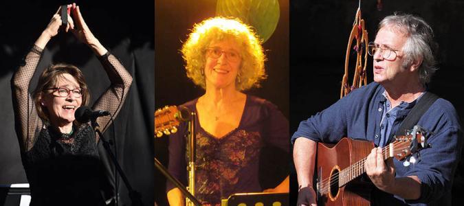 photographies du trio de musique celtique. de gauche à droite Trish Hayward, Marie-Jeanne Chaigneau et Marcel Creac'h