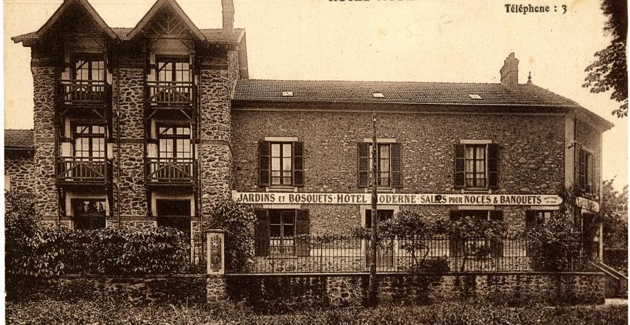 carte postale ancienne représentant l'Hôtel Moderne à Saint Cyr-sur-Morin